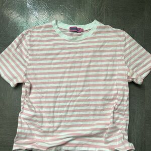 Edikted Pink and White Striped A-Line Skirt